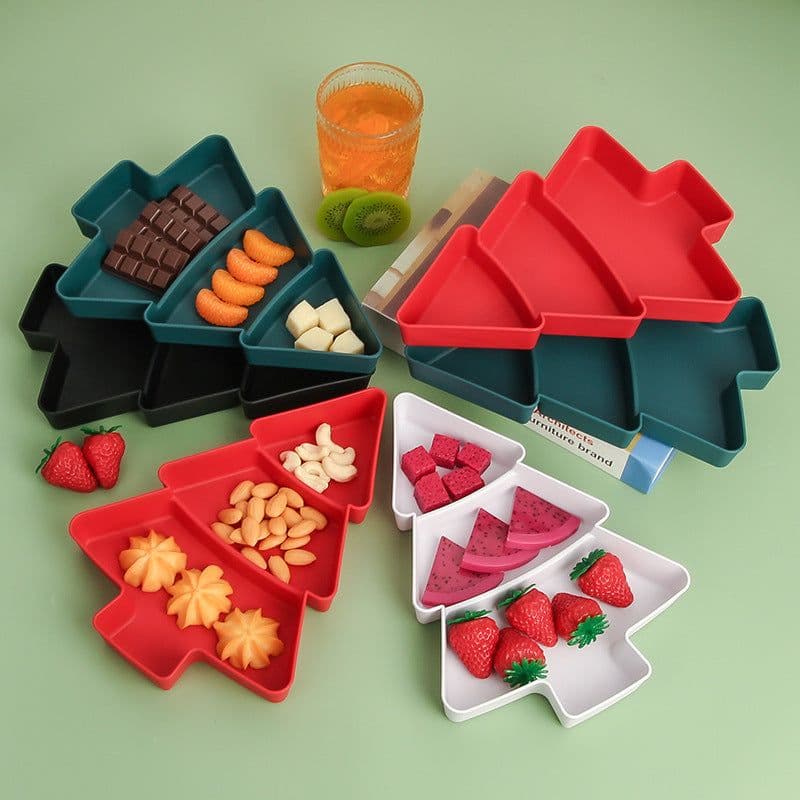 image-Christmas Tree Shaped Plates Plastic Christmas Tree Tray