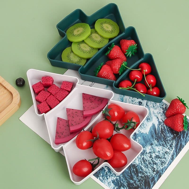 image-Christmas Tree Shaped Plates Plastic Christmas Tree Tray
