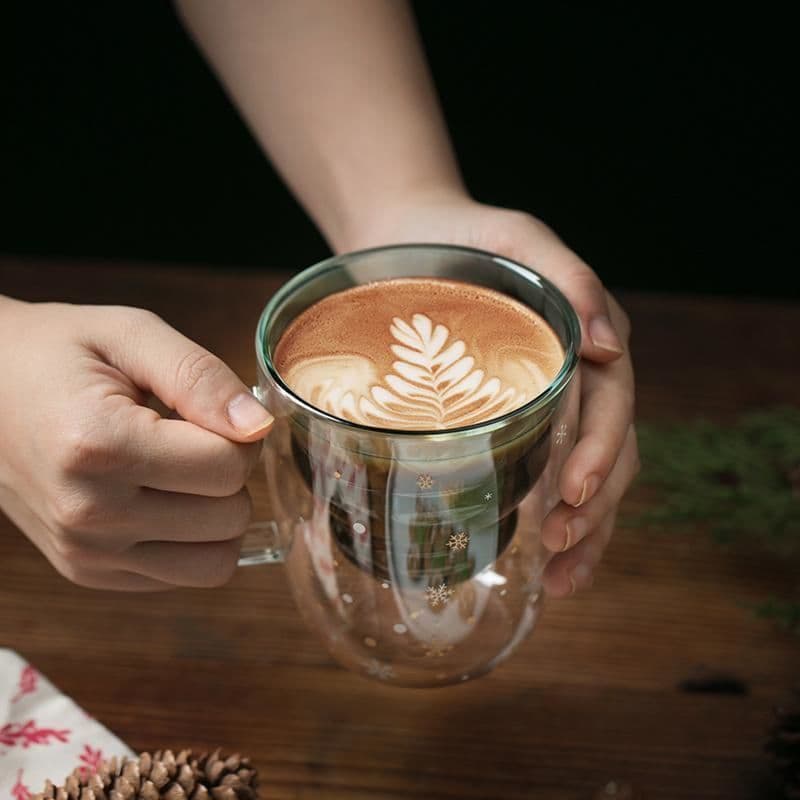 image-Christmas Tree Insulated Glass Coffee Mug