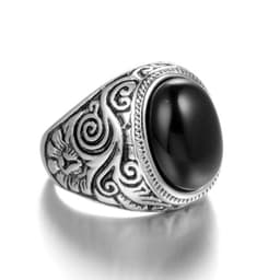 image-Titanium Steel Men's Ring - Black Turquoise