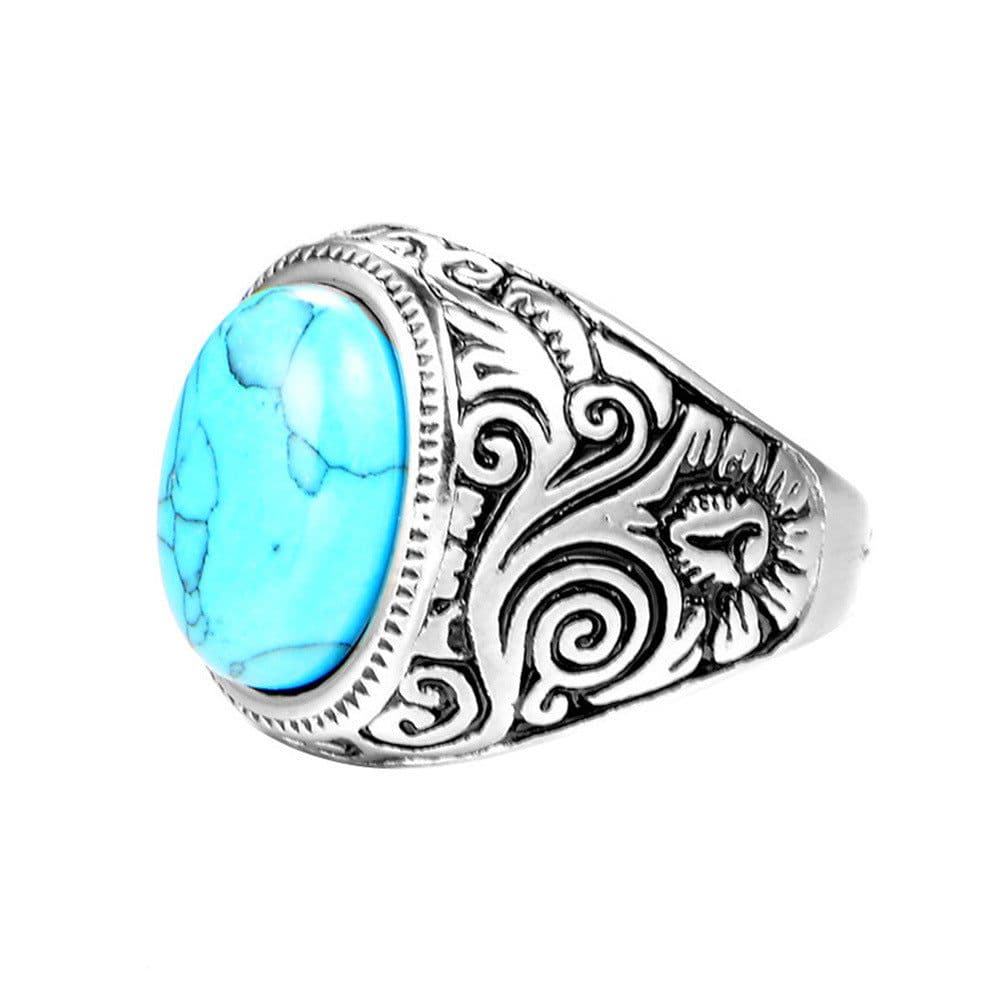 image-Titanium Steel Men's Ring - Black Turquoise