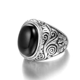image-Titanium Steel Men's Ring - Black Turquoise