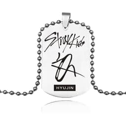 image-Japan and South Korea spot men's team stray kids stainless steel army necklace European and American men and women titanium steel necklace pendant