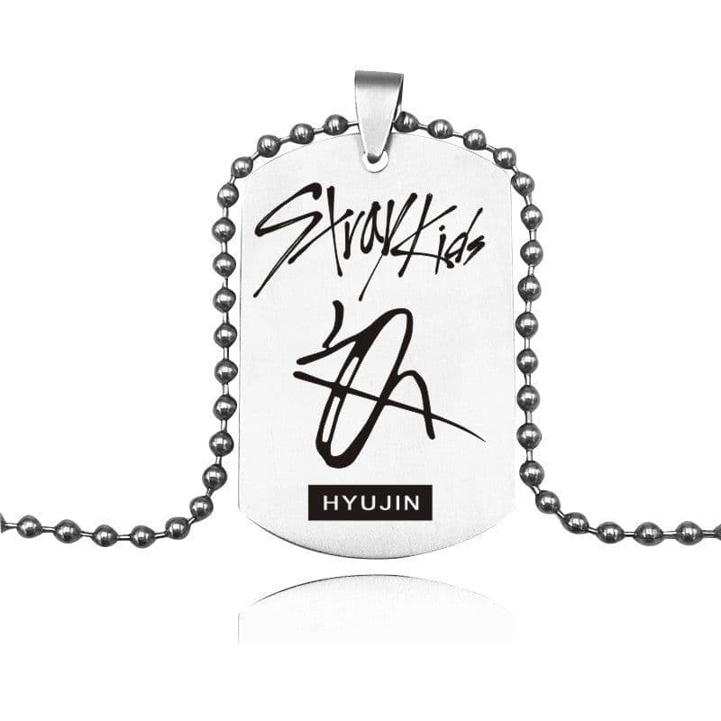 image-Japan and South Korea spot men's team stray kids stainless steel army necklace European and American men and women titanium steel necklace pendant