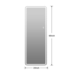 image-Frameless Full Length Floor Mirror with LED Light, Dimming & 3 Color Modes, Silver Mirror, 64x21 Inches