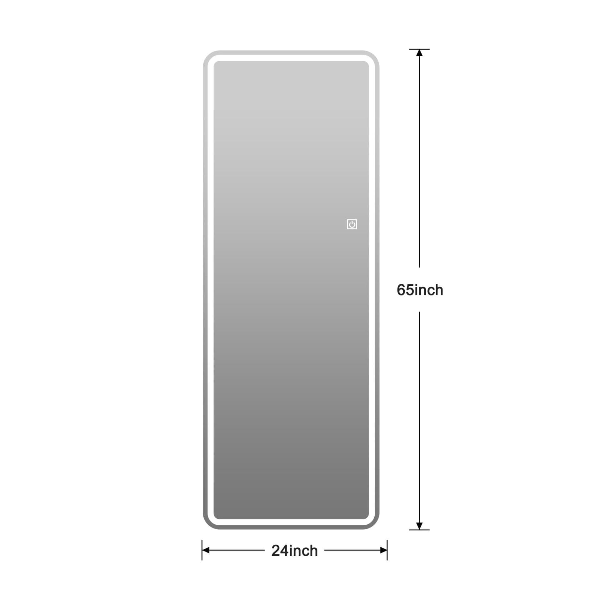 image-Frameless Full Length Floor Mirror with LED Light, Dimming & 3 Color Modes, Silver Mirror, 64x21 Inches