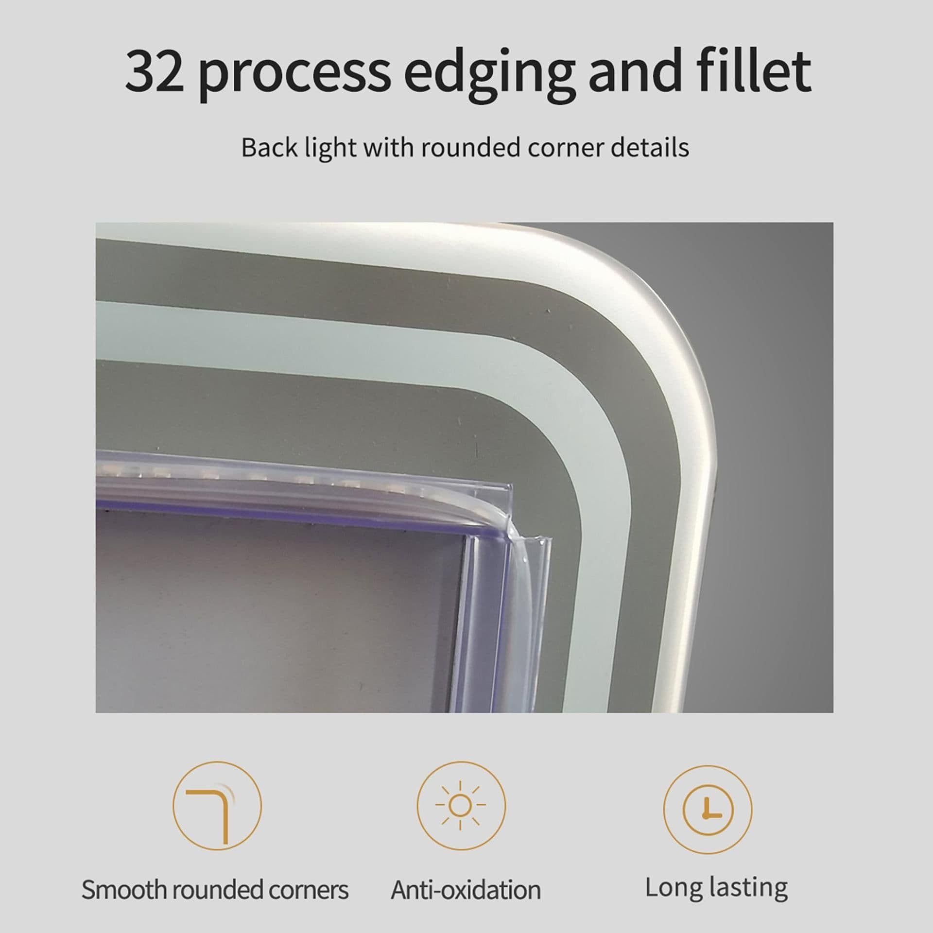 image-Frameless Full Length Floor Mirror with LED Light, Dimming & 3 Color Modes, Silver Mirror, 64x21 Inches