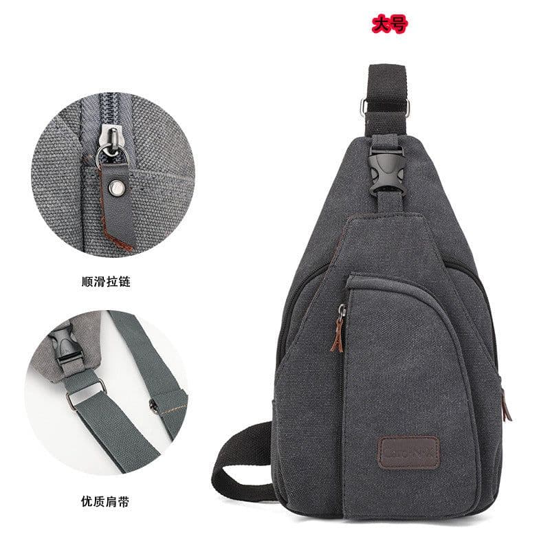 image-Factory direct Korean casual men's chest bag sports canvas men's bag small bag multi-function outdoor small bag tide