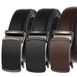 image-Business Casual Cowhide Belt with Leather Buckle - Brown LY55-0191-1