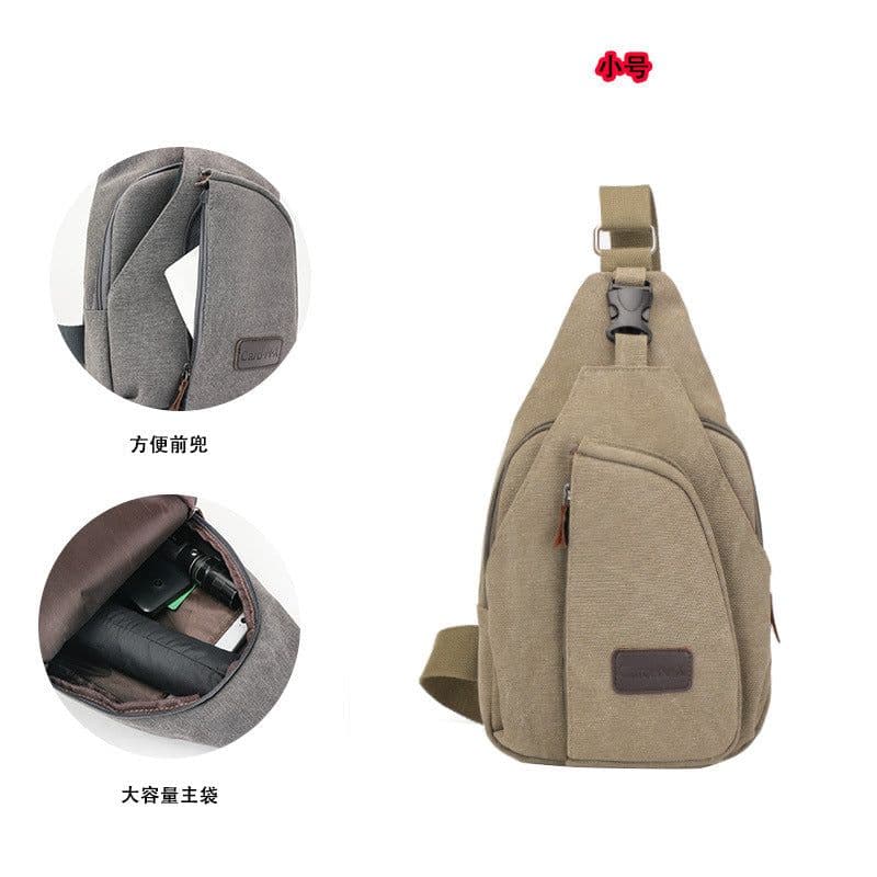 image-Factory direct Korean casual men's chest bag sports canvas men's bag small bag multi-function outdoor small bag tide