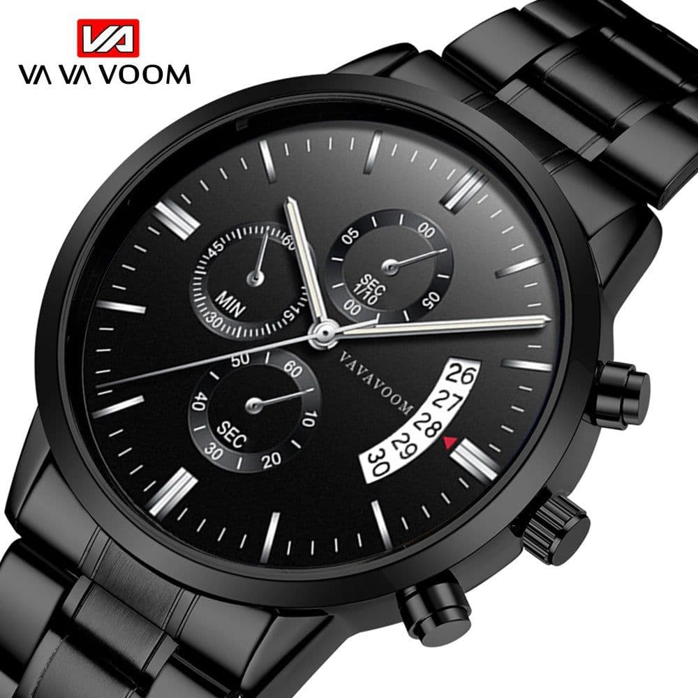 image-VA VOOM Calendar Quartz Watch Men Black 43mm