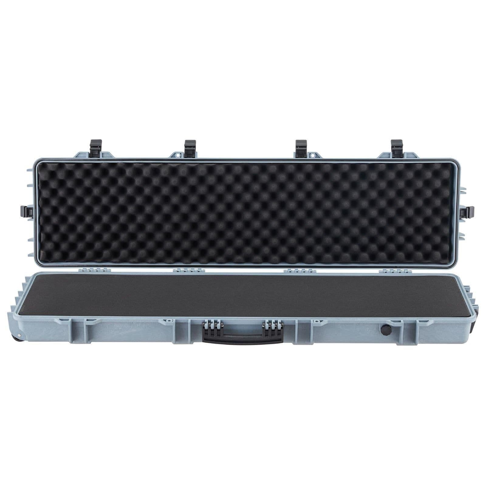 image-VEVOR Hard Rifle Case, Lockable Rifle Case with Pre-cut Foams, 50 in Movable Gun Storage with Wheels, IP67 Waterproof & Dustproof Pistol Storage for Rifle, Shotgun, Airsoft Gun, Grey