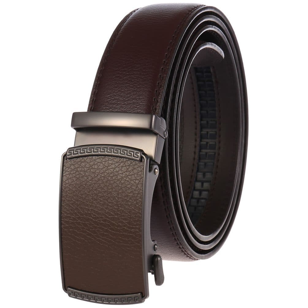 image-Business Casual Cowhide Belt with Leather Buckle - Brown LY55-0191-1