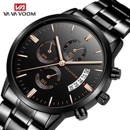 image-VA VOOM Calendar Quartz Watch Men Black 43mm