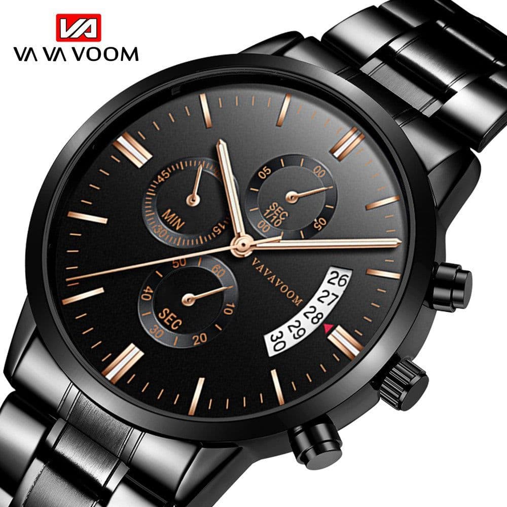 image-VA VOOM Calendar Quartz Watch Men Black 43mm