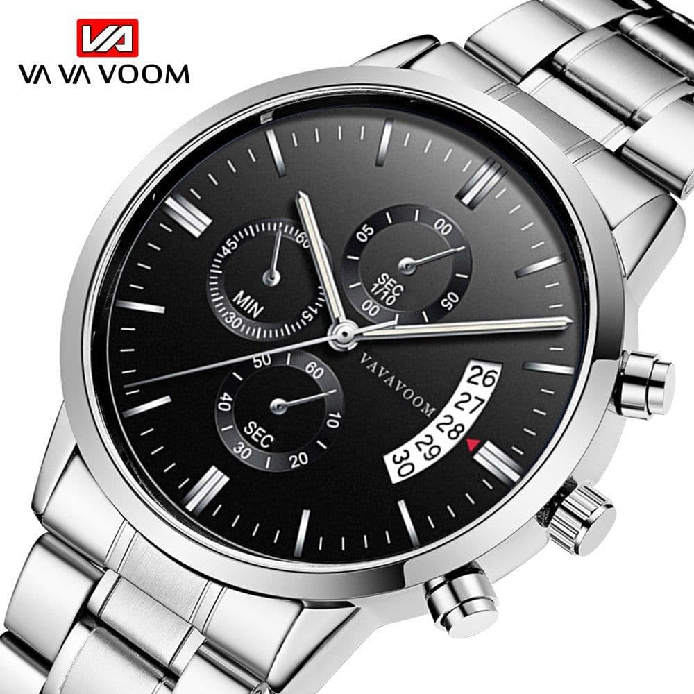 image-VA VOOM Calendar Quartz Watch Men Black 43mm