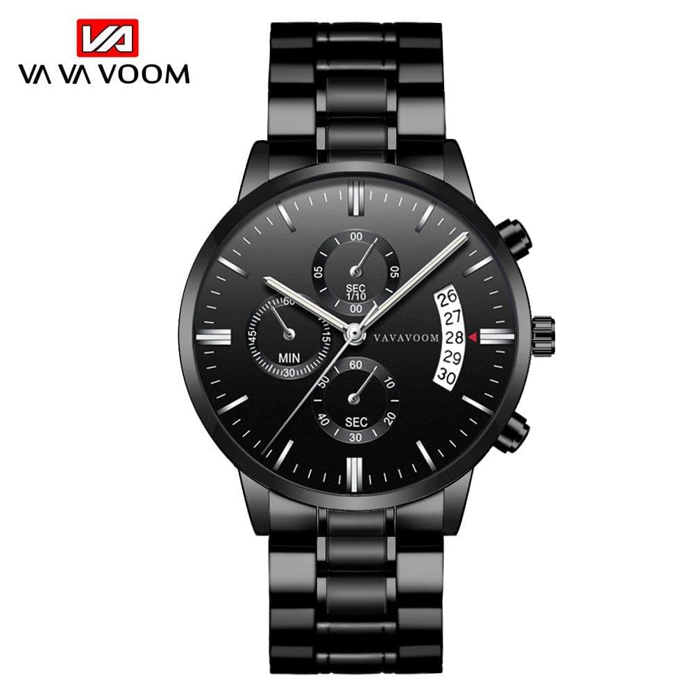 image-VA VOOM Calendar Quartz Watch Men Black 43mm