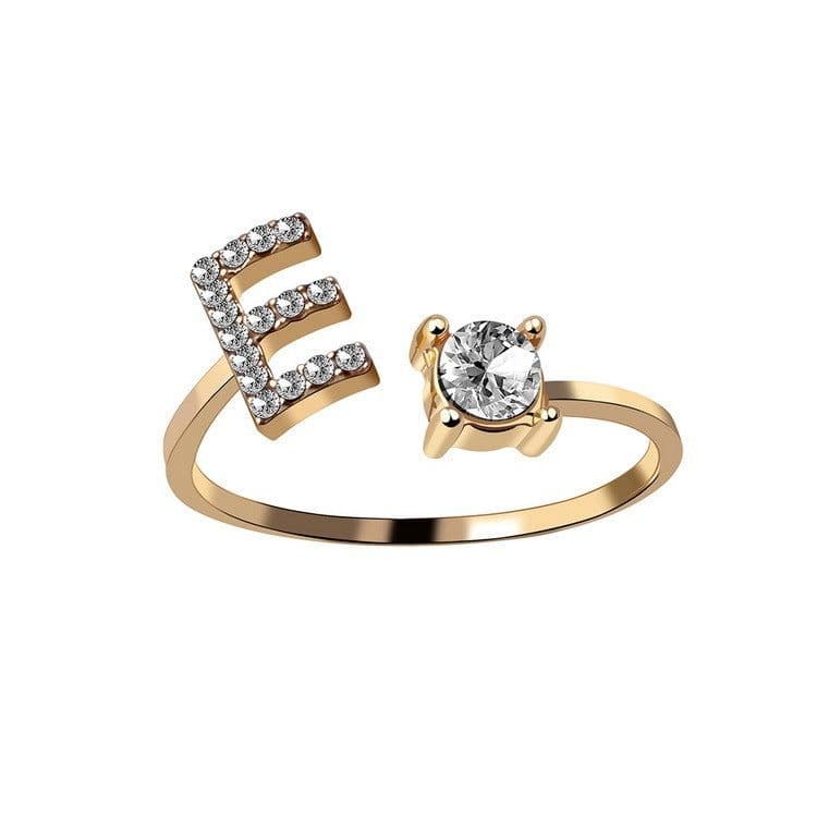 image-New Design Adjustable 26 Initial Letter Ring Fashion Jewelry For Women Simple Elegant Jewelry