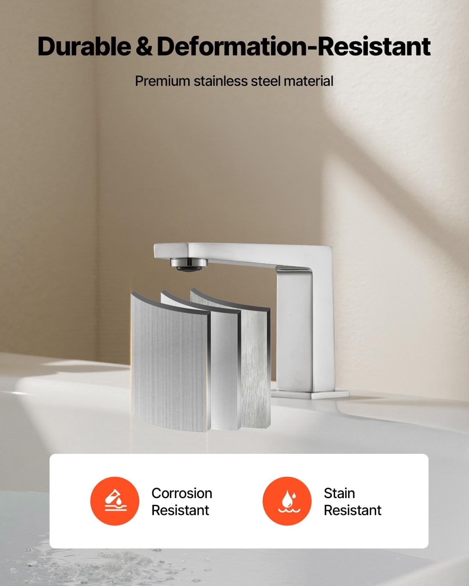 image-VEVOR 3-Hole Waterfall Roman Tub Faucet - Silver 2-Handle Set