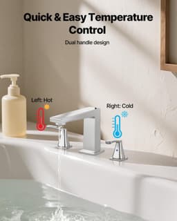 image-VEVOR 3-Hole Waterfall Roman Tub Faucet - Silver 2-Handle Set