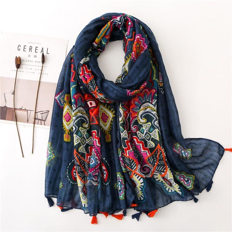 image-Handmade Tassel Scarf - Bohemian Beach Sunscreen Shawl for Women - Spring/Summer Fashion