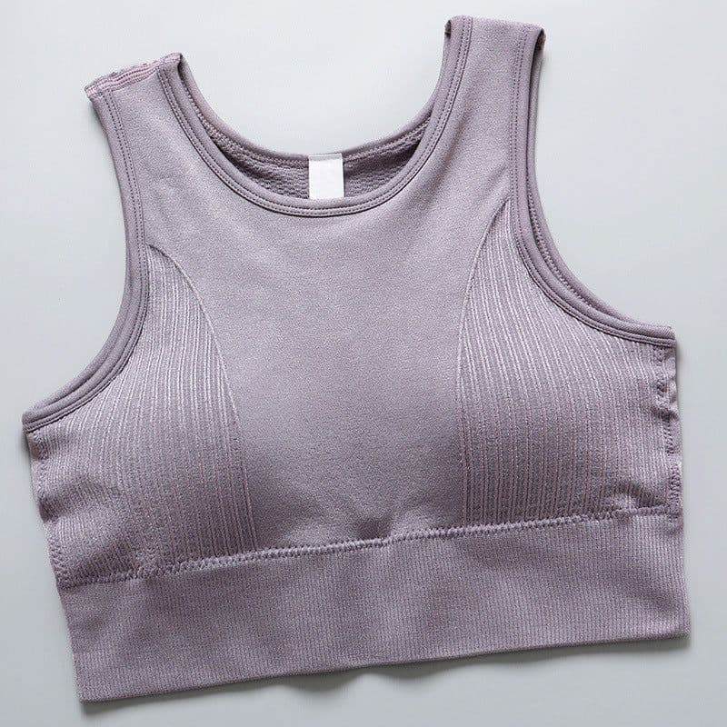 image-Womens Padded Shockproof Nylon Strap Sports Bra For Yoga And Running