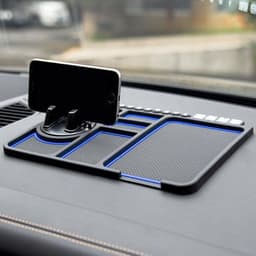 image-Car Anti-Slip Mat with Mobile Phone Holder, Dashboard Storage, Black