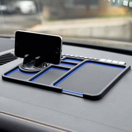 image-Car Anti-Slip Mat with Mobile Phone Holder, Dashboard Storage, Black