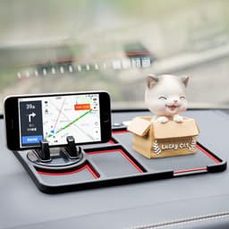 image-Car Anti-Slip Mat with Mobile Phone Holder, Dashboard Storage, Black