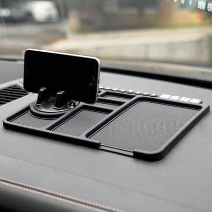 image-Car Anti-Slip Mat with Mobile Phone Holder, Dashboard Storage, Black