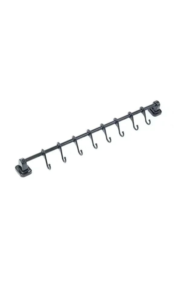 image-Strong Adhesive 8-Hook Wall Rack Heavy Duty Hanging Organizer Rail