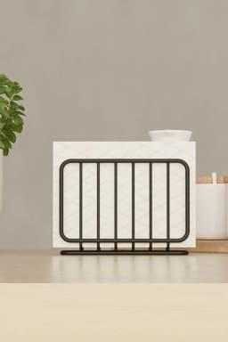 image-Black Metal Napkin Holder Modern Tabletop Napkin Organizer for Kitchen