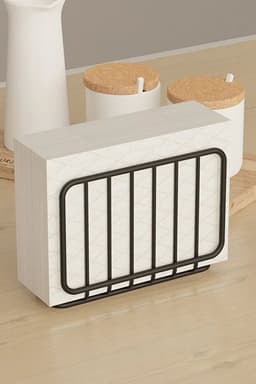 image-Black Metal Napkin Holder Modern Tabletop Napkin Organizer for Kitchen