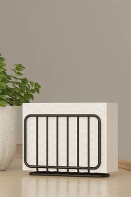 image-Black Metal Napkin Holder Modern Tabletop Napkin Organizer for Kitchen