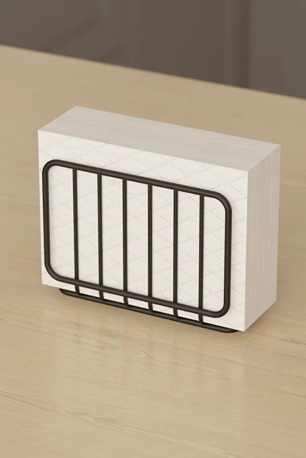 image-Black Metal Napkin Holder Modern Tabletop Napkin Organizer for Kitchen