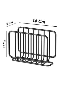 image-Black Metal Napkin Holder Modern Tabletop Napkin Organizer for Kitchen