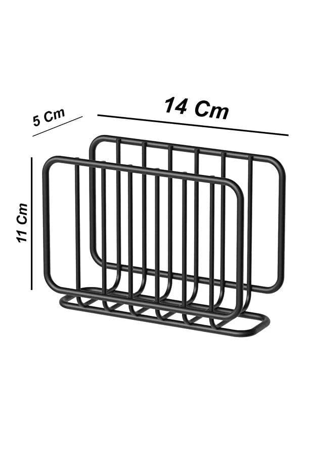 image-Black Metal Napkin Holder Modern Tabletop Napkin Organizer for Kitchen