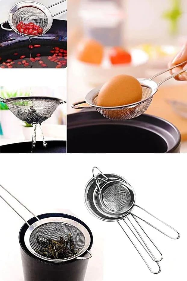 image-Luxury Stainless Steel 3 Size Tea Herb Strainer Set Multi-Purpose