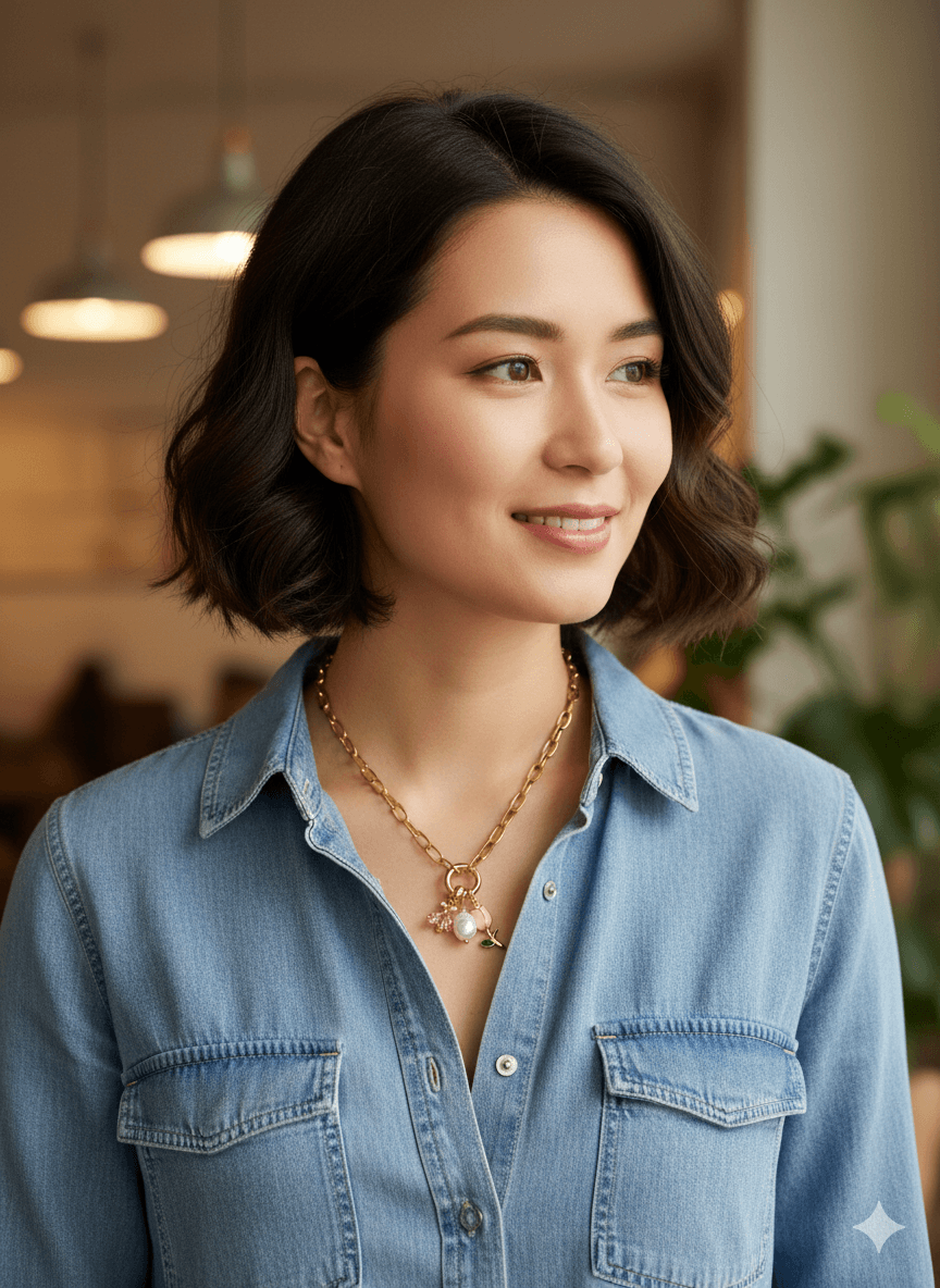 image-Stainless Steel Lock Removable Charm Tulip Necklace