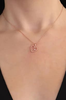 image-925 Sterling Silver Rose Gold Plated Heart Solitaire Necklace with