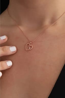 image-925 Sterling Silver Rose Gold Plated Heart Solitaire Necklace with