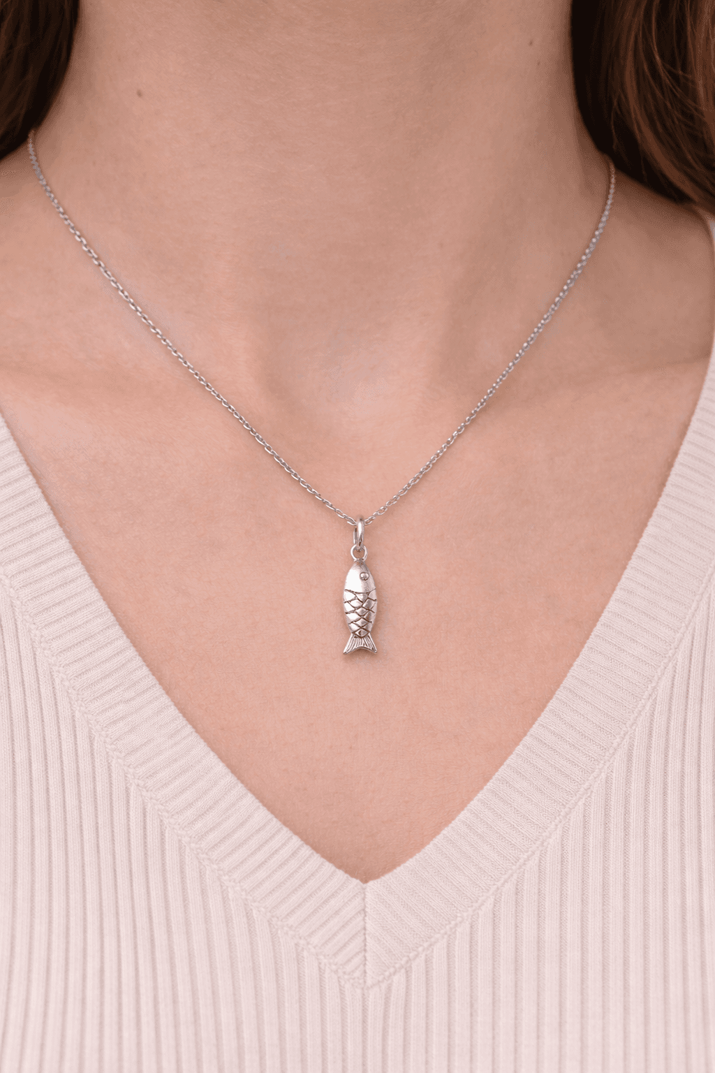 image-Stainless Steel Fish Necklace for Women