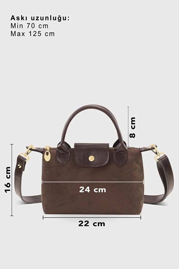 image-Brown Suede Versatile PU Leather Shoulder Bag for Women