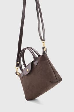 image-Brown Suede Versatile PU Leather Shoulder Bag for Women