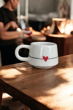 image-Handmade Ceramic Heart Mug for Valentine’s Day Gift