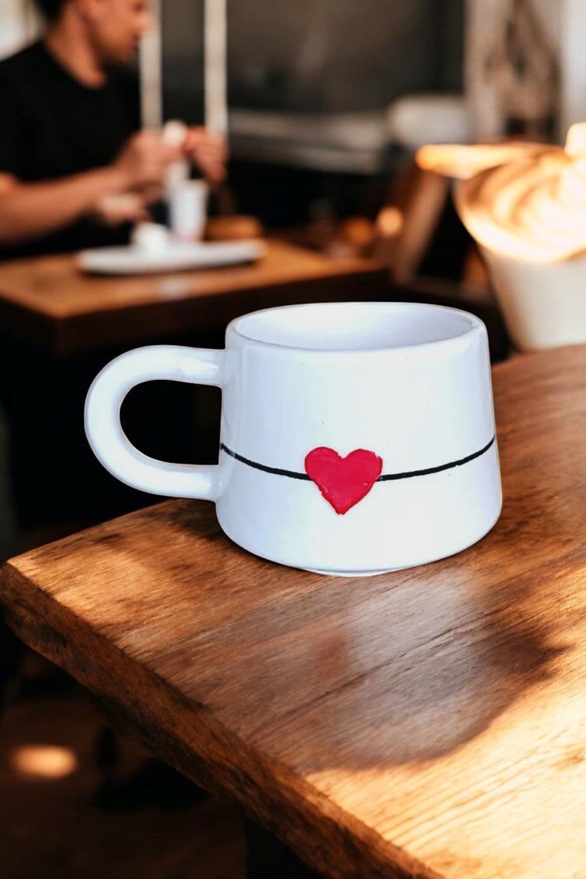 image-Handmade Ceramic Heart Mug for Valentine’s Day Gift