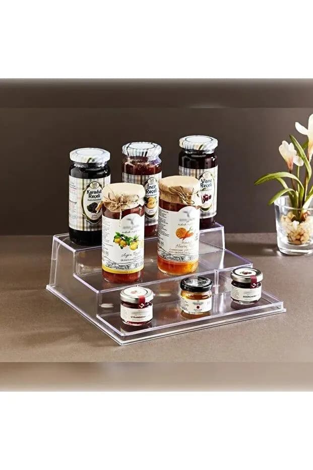 image-3-Tier Spice Cosmetic Stand Acrylic Display Rack Stylish Practical