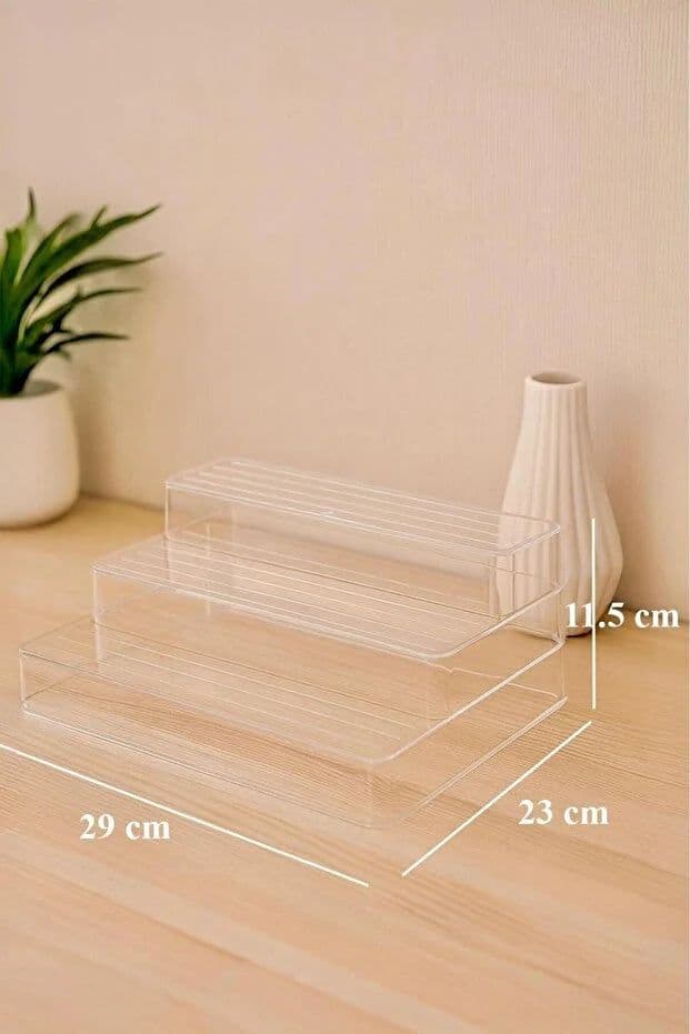 image-3-Tier Spice Cosmetic Stand Acrylic Display Rack Stylish Practical