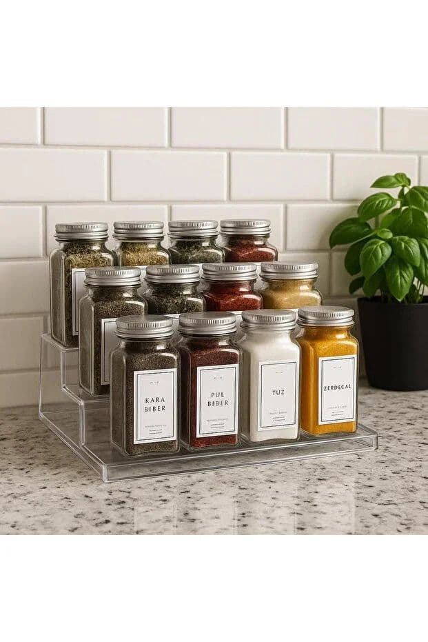 image-3-Tier Spice Cosmetic Stand Acrylic Display Rack Stylish Practical