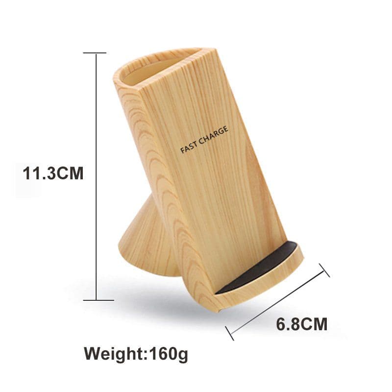 image-Wood Grain Wireless Charging Pen Container